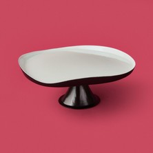 Evidea Kitchen Jota Ayaklı Tabak - Beyaz / Siyah - 32 cm