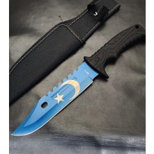 İşte Bu Kişiye Özel Isimli Isim Baskılı MF013BL 31 cm Ay Yıldız Av Bıçağı Testere Detaylı Kılıflı