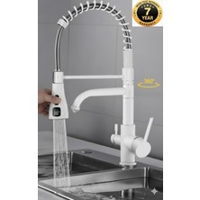 OEM Mutfak Evye Bataryası Dual Flow Su Arıtma Çıkışlı Spiralli Dijital LED Fiskiyeli 7 Yıl Garanti Ithal Beyaz