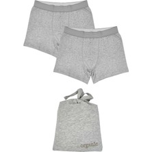 Organickid Modern Classic Erkek Gri Boxer 2'li Set