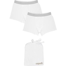 Organickid Modern Classic Erkek Beyaz Boxer 2'li Set