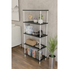 Barin Design 5 Raflı Modern Metal Gövdeli Kitaplık Çevir-Tak Kolay Kurulum Çalışma Odası, Salon, Ofis Kullanımı