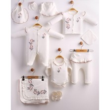 Eda Baby Fırfırella Nakış Işlemeli 10'lu Organik Hastane Çıkış Seti %100 Pamuk Yenidoğan Kız Bebek