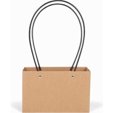 Paket Parti Paketparti Kraft Çiçek Taşıma Çantası 21cmx11cm h:12cm (2'li)