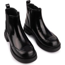 Emel Ayakkabı Hakiki Deri Düz Sade Rugan Bot Siyah 139128