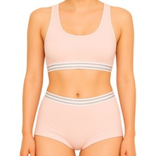 Organickid Sporty Kadın Pamuklu Pembe Bralet Boxer Set