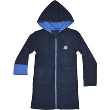 Organickid Lacivert Fermuarlı Çocuk Bornoz