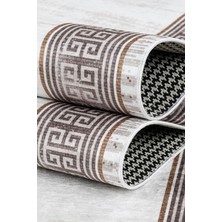 Valery Home Bianca Vl Eco Dijital Baskı Makinada Yıkanabilir Kaymaz Taban Dekoratif Halı Gri-Kahverengi