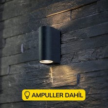 Çift Yönlü Dekoratif Duvar Aplik Ampuller Dahil Siyah Kasa