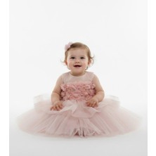 Minimony 2-6 Yaş Kız Bebek Çocuk Çicek Detaylı tül Abiye Elbise