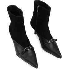 Emel Ayakkabı Hakiki Deri Sivri Modern Rahat Kalıp Bot Siyah 9839