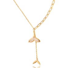 Masaliko Vi Y Gümüş Kolye – 925 Ayar, Zirkon Taşlı, Altın Kaplama, Y Form Tasarım (MS3861)