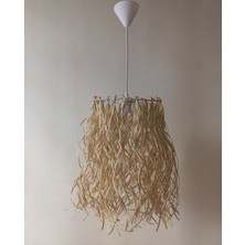 Onay M-246 Kemik Rengi Rafya Avize 25X40 El Yapımı Salon Oturma Odası Yatak Odası ve Çocuk Odası Rafya Avize