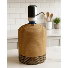 Flz Life Jüt Hasır Görünümlü Damcana Kılıfı, Şık ve Doğal Su Sebili Örtüsü.