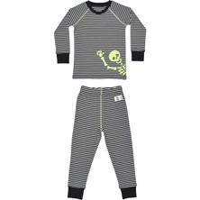 Organickid Halloween Çocuk Siyah Çizgili Pijama Takımı