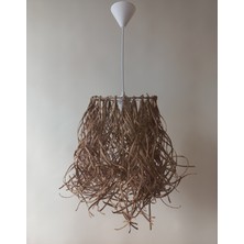 Onay M-253 Kahverengi Rafya Avize 25X40 El Yapımı Salon Oturma Odası Yatak Odası ve Çocuk Odası Rafya Avize