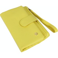 Ollbag 2024 Suni Deri Kadın Cüzdan / El Çantası Sarı