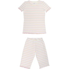 Organickid Mini Me Kadın Renkli Kısa Kol Üst ve Şort Pijama Takımı