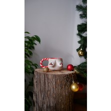 Okyanus Ceramic Yılbaşı Özel Tasarım Hediyelik El Yapımı Seramik Kokina Desenli Memeli Bardak - Yılbaşı Temalı Kupa -