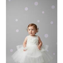 Minimony 2-6 Yaş Kız Bebek Çocuk Çicek Detaylı tül Abiye Elbise