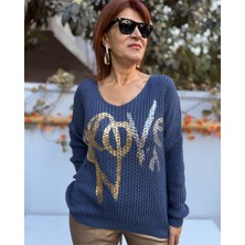 Denizege Butik Italyan Love Kazak Indigo Mavi