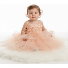 Minimony 2-6 Yaş Kız Bebek Çocuk Çicek Detaylı tül Abiye Elbise