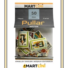 Martcini 🇬🇧 Ingiltere 50 Adet Karışık Pul Seti - Koleksiyonluk Karışık Set