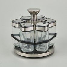 Tohana Döner Stantlı 6'lı Baharatlık - Şeffaf / Siyah - 100 ml