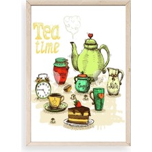 Sinems World Çay Vakti Ahşap Çerçeveli Tablo