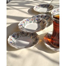 Qualitev 6'lı Porselen Çay Tabağı - Sümbül Çay Tabak