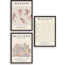 Sinems World Matisse Üçlü Ahşap Çerçeveli Tablo