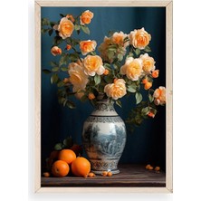 Sinems World Çiçekli Vazo Ahşap Çerçeveli Tablo