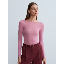 Dilvin 32122 Kayık Yaka Modal Kaşmir Ultra Hafif Bluz-Gül