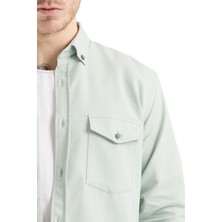 Varetta Erkek Yeşil Kot Gömlek – Çift Cepli, Rahat Kalıp, %100 Pamuk