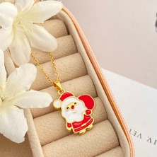 Kyver Yılbaşı Hediyelik Kolye Noel Baba Kolye Çelik Gold 45cm