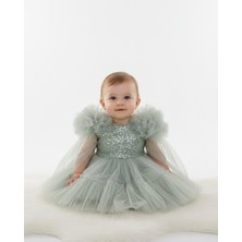 Minimony 2-6 Yaş Kız Çocuk Fırfırlı Pullu Abiye Elbise 3503