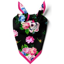 B25 Modabutik Kurukafa Desenli Çiçekli Bandana