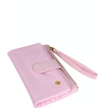 Ollbag 2024 Suni Deri Kadın Cüzdan / El Çantası Toz Pembe