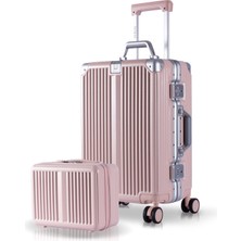 Zeplin Joya Pc Policarbon 2'li Valiz Seti (Kabin ve Makyaj) Pembe