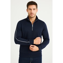 Regular Fit Yarım Fermuarlı Dik Yaka Basic Sweatshirt