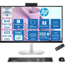 Hp Elitestudio 8 G1I Intel Core Ultra 9 285 5.6 Ghz 128GB Ddr5 512GB SSD Intel Aı Boost Windows 11 Pro 27" Dokunmatik Qhd (2560 x 1440) IPS All In One Bilgisayar WA55SRETP49 + Zetta Flash Bellek