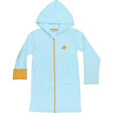 Organickid Mavi Fermuarlı Çocuk Bornoz