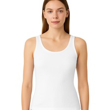 Organickid Relax Kadın Beyaz Kalın Askılı Atlet