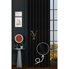 Yunilla Ipek Kadife Fon Perde V-32 Siyah