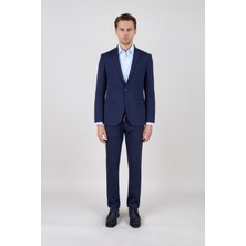 Paco Romano Erkek Slim Fit Mono Yaka Açık Lacivert Yarım Astar Takım Elbise