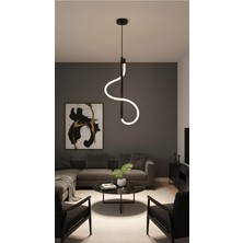 Acrolite Dekoratif Sarkıt Hortum LED Avize (Oturma Odası, Mutfak, Hol, Yatak Odası) Siyah 70CM 3000K