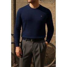 Comstar Erkek Bisiklet Yaka Slim Fit Lacivert Kazak