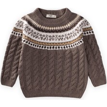 Cigit Desenli Triko Kazak 2-8 Yaş Vizon