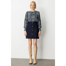 Ekol Süs Düğmeli Mini Kaşe Etek