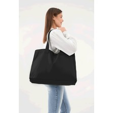 Çınar Bez Çanta Siyah 3 Çıtlı Büyük Boy Kanvas Çanta